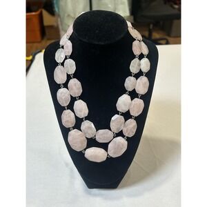 Talbots Necklace Pink Stone Beaded Layered 21" Womens Fashion Statement Jewelry